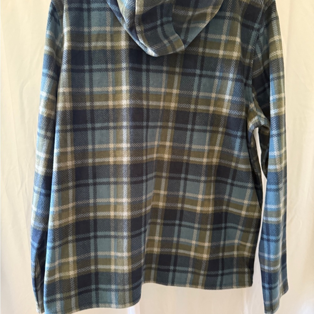 O’Neill Plaid Hooded 1/4 zip fleece in Blue and Green Women’s size XL - Picture 6 of 8